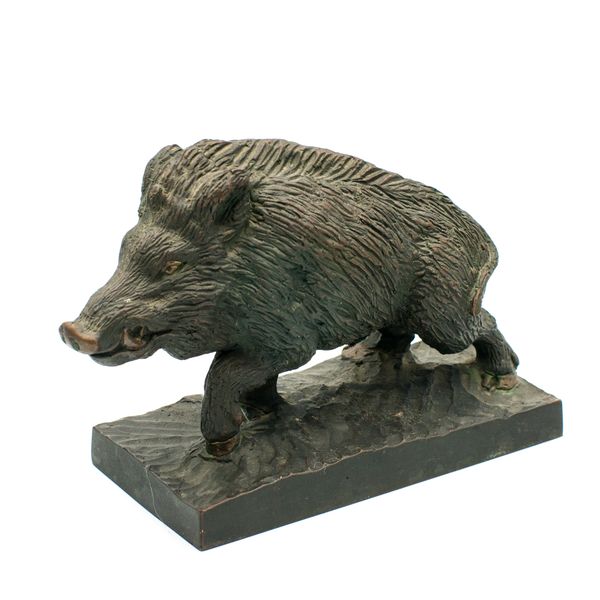 Statuetka "Dzik w Szarży" (Dzik" Brąz Patynowany)
